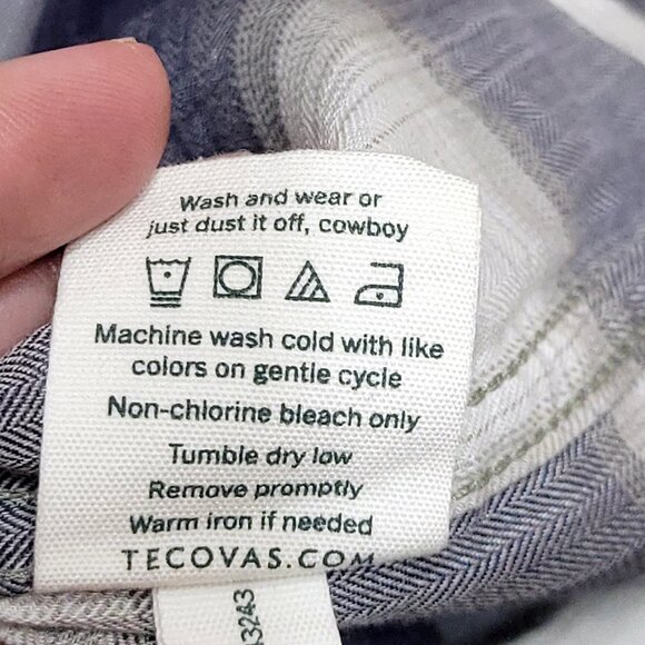 Tecovas Mens Pearl Snap Long Sleeve Shirt Size M Blue Plaid Flap Pocket Western - Picture 10 of 10